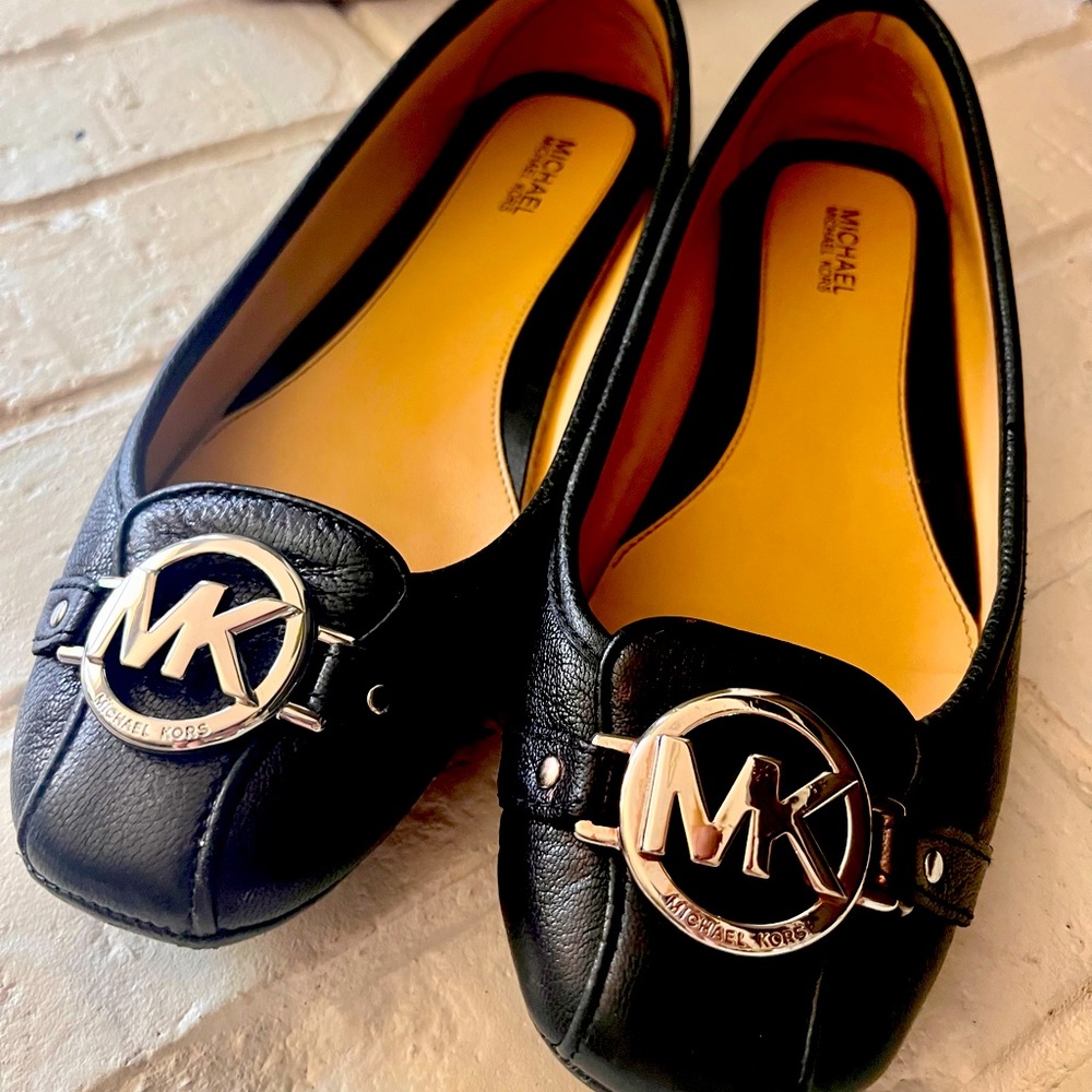 MK Fulton Moccasins - Black Leather Flats